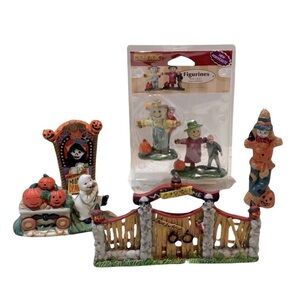 Halloween Village Accessories Set‎ Scarecrow Pumpkins Ghost Lemax, Spooky Hollow